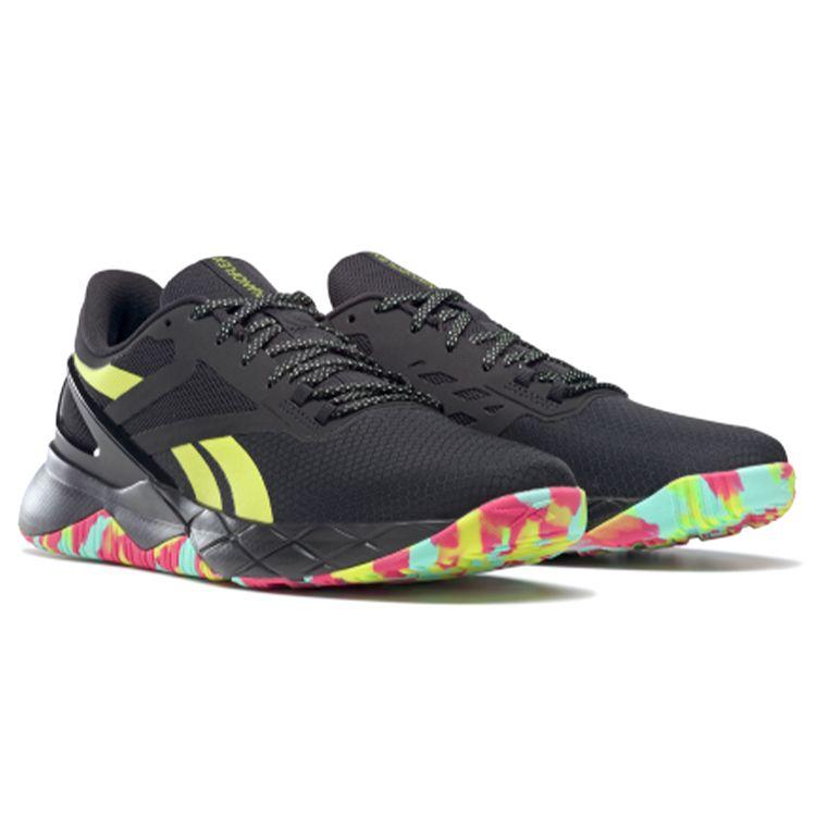 Reebok Nanoflex TR Czarne Limonkowe Moro Męskie Sneakersy Core-Black Obuwie-Białe Pure-Grey-6 GX7549