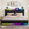 Velvet Bed Bluetooth Speaker Bed with Usb Charging Station Bed with Type Frame RGB LED Lighting Storage Bed