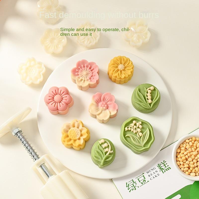 30g 50g Mung Bean Cake Mold Household Three-dimensional Pressed Embossed Snow Skin Mooncake Pastry Baking Abrasive Tool