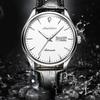 JINSHIDUN Markenuhr Automatische mechanische Uhr Doppelkalenderuhr Modetrend Herrenuhr Herrenuhr