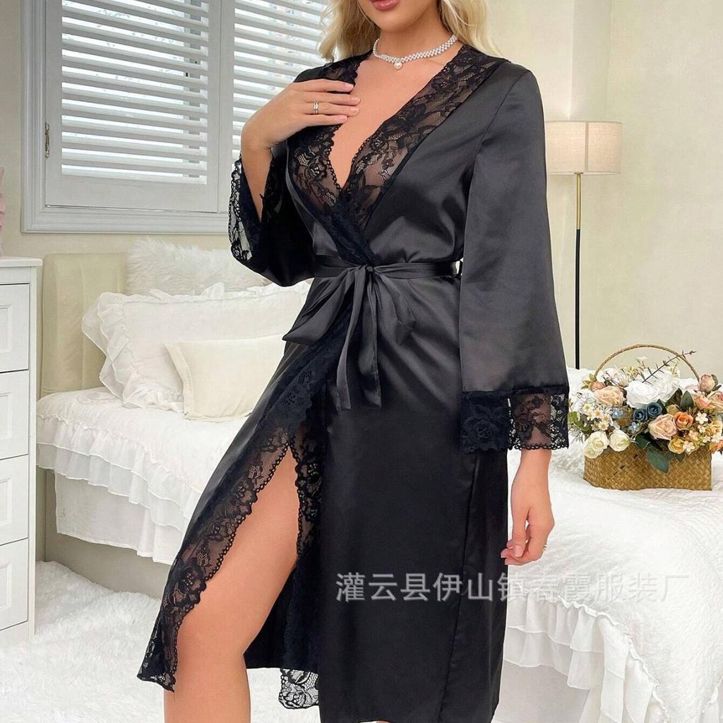 Νέο, δαντελωτό μπουρνούζι γυναικείο σέξι νυχτικό ρούχο χαλάρωσης γυναικείο