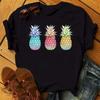 Maycaur Tee Women T-shirt Summer Short Sleeve Avocado Print Clothes Fashion  Cartoon Fruit Graphic T Shirt Kawai Female Tops TEE