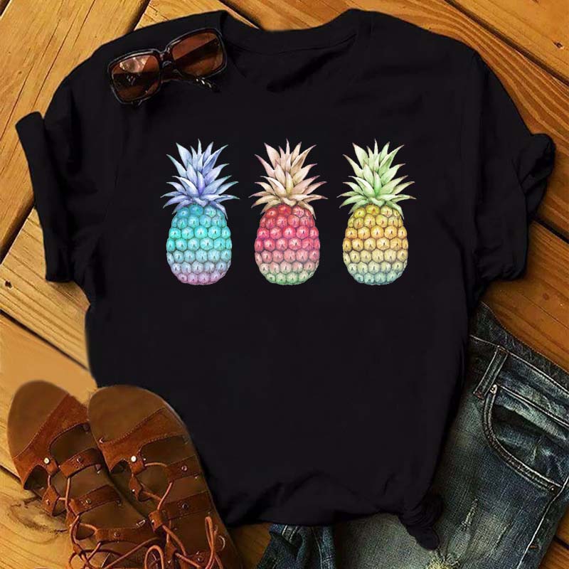 Maycaur Tee Women T-shirt Summer Short Sleeve Avocado Print Clothes Fashion Cartoon Fruit Graphic T Shirt Kawai Female Tops TEE