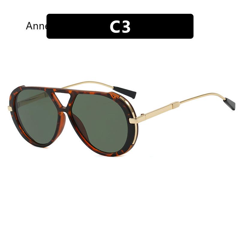 Okulary przeciwsłoneczne Hip Hop Oversize Oprawka Ochrona przed UV Okulary Podwójny Mostek Okulary Osobowość Zauszniki Ozdobne Damskie Okulary Przeciwsłoneczne