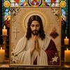 Falskt Perle Kunstsett Tro Maleri Sett, Jomfru Maria DIY Religiøs Veggdekor Håndverkssett, Håndlaget Hjem for Kristne Bønnekroker 3D