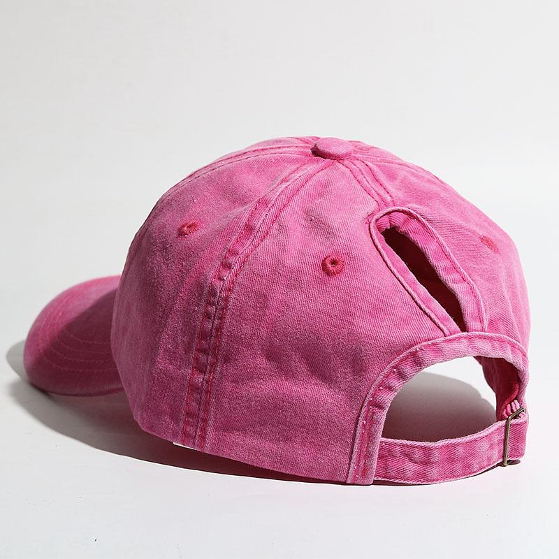 Solid color ponytail baseball cap with curved brim duckbill cap for spring and summer women's outdoor sports sun hat