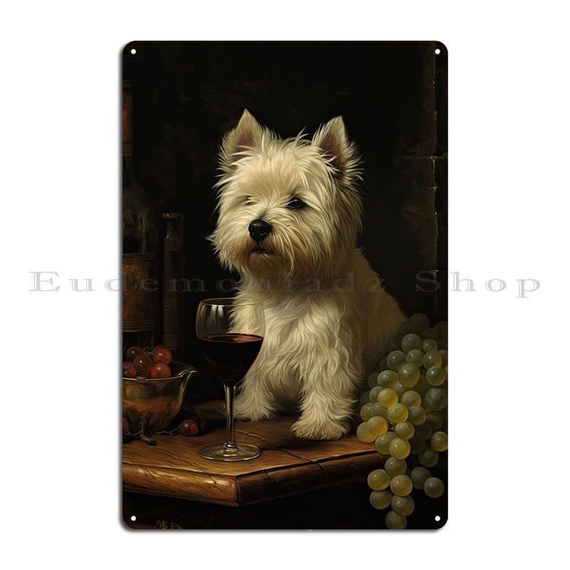 

Westie Enjoying Wine Metal Sign Poster Pub Vintage Party Club Printing Designing Tin Sign Poster 20x30cm（7.8x11.8inch）