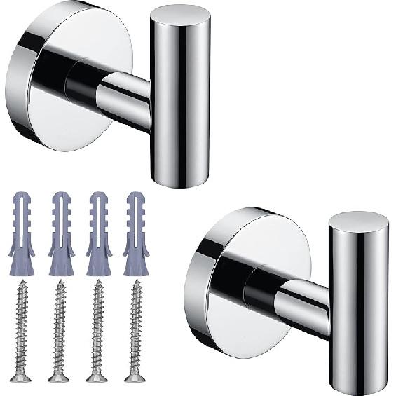 Polished Chrome Towel Coat Hooks SUS304 Stainless Steel Bathroom Clothes Garage Hotel Cabinet Closet Sponges Robe Hook Wall Mounted Round Kitchen Chrome Polished