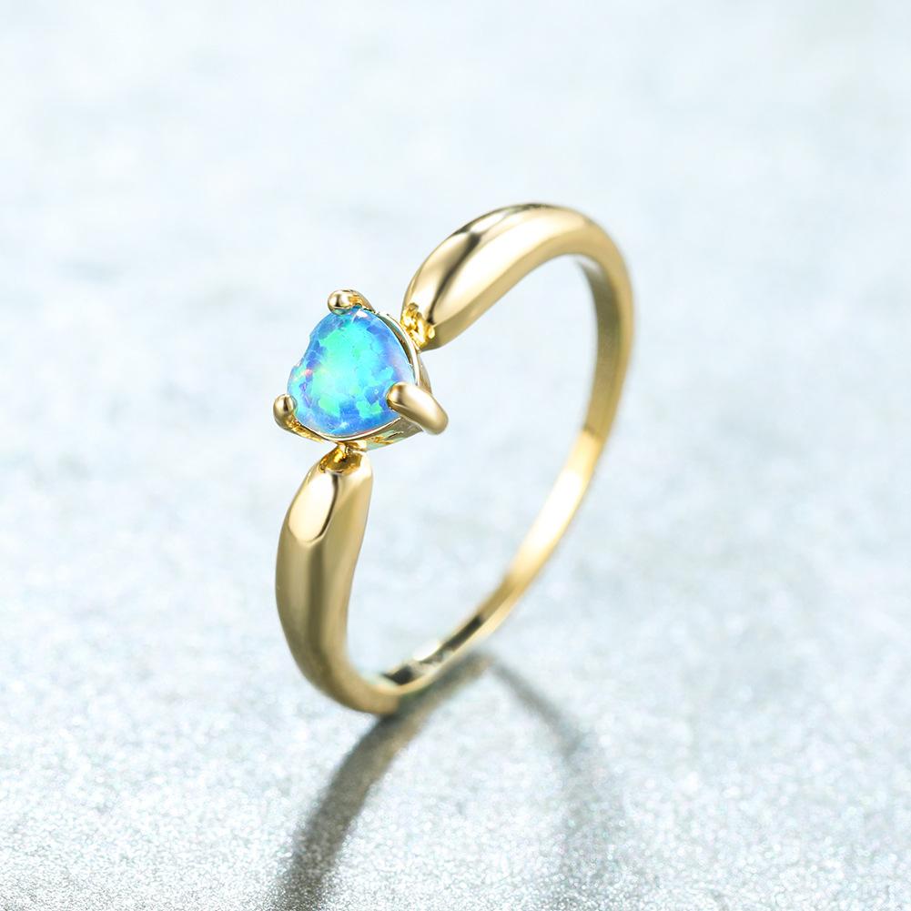 

Jewelry Ins Gold Heart Blue Ring Womens Fashion Simple and Cool Style No. 10