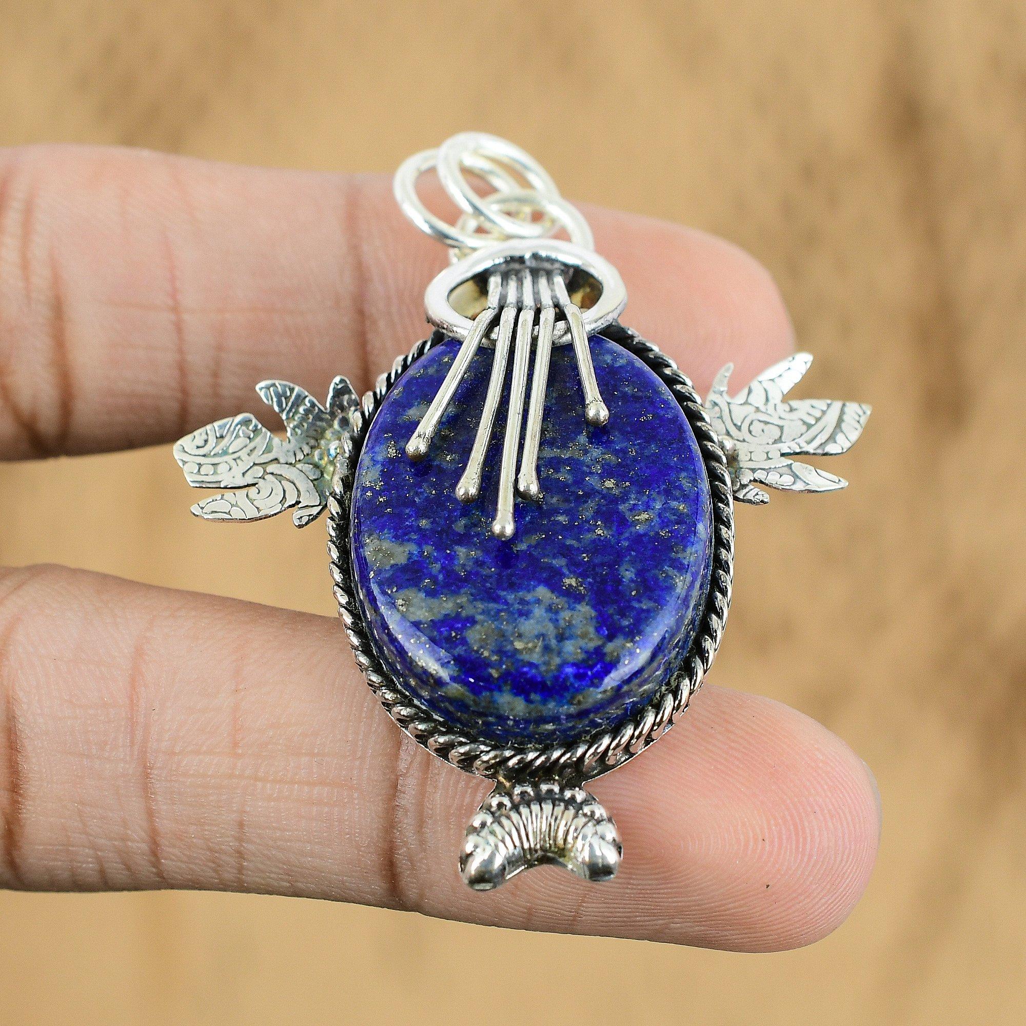 

Birthday Gift For Her Natural Lapis Lazuli Gemstone Pendant 925 Sterling Silver