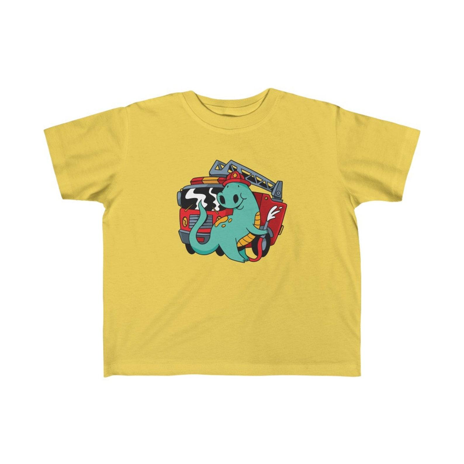 Dinosaur Firefighter Toddler Shirt | Cute Tshirt For Toddler Boys and Girls Size 2T and 4T 3XL