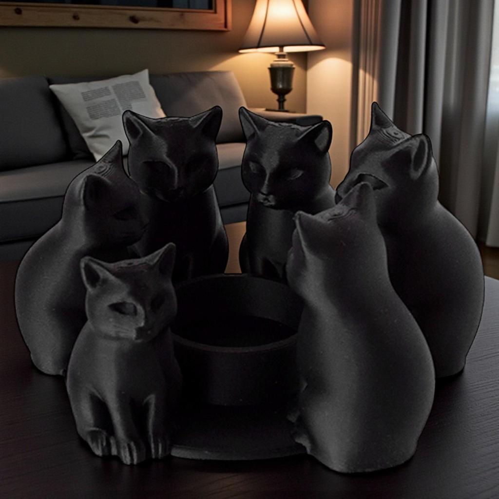 3D Cat Candle Holder Base - Perfect for Valentine's Day Dining Table Ambiance (Candles Not Included)