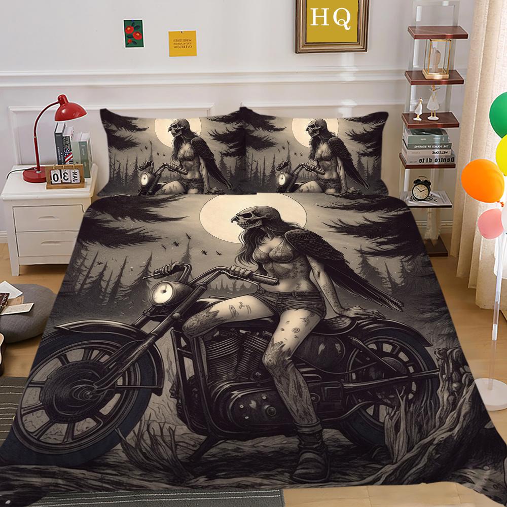 Beauty Skull Printed Comforter Cover Set Twin Size Polyester Home Bedclothes Highend Soft Duvet Cover Set