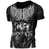 2025 Sommer Neu Heiß Vintage Wikinger Tattoo 3D Gedrucktes Herren T-Shirt Mode Street Bequem Atmungsaktiv Übergröße Lockeres Oberteil