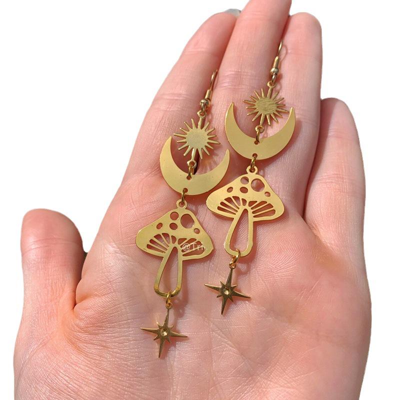 Stern Mond Gold Damenohrringe