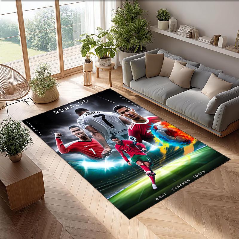 Cristiano Ronaldo Nadrukowany Flanelowy Dywanik Obszarowy Antypoślizgowy Miękki Poliestrowy Dywanik Podłogowy Mata Dekoracyjna do Sypialni Salonu Kanapy