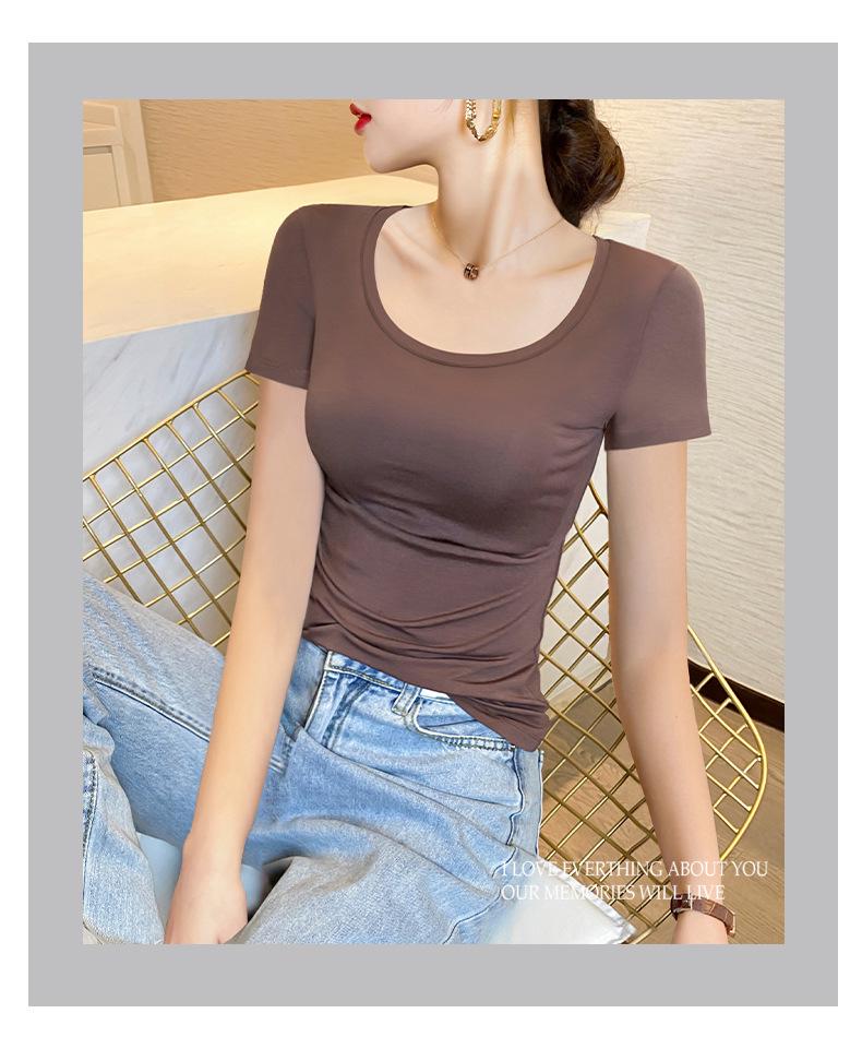 Women's Summer Modal Slim Fit Plus Size Black Short Sleeve T-Shirt