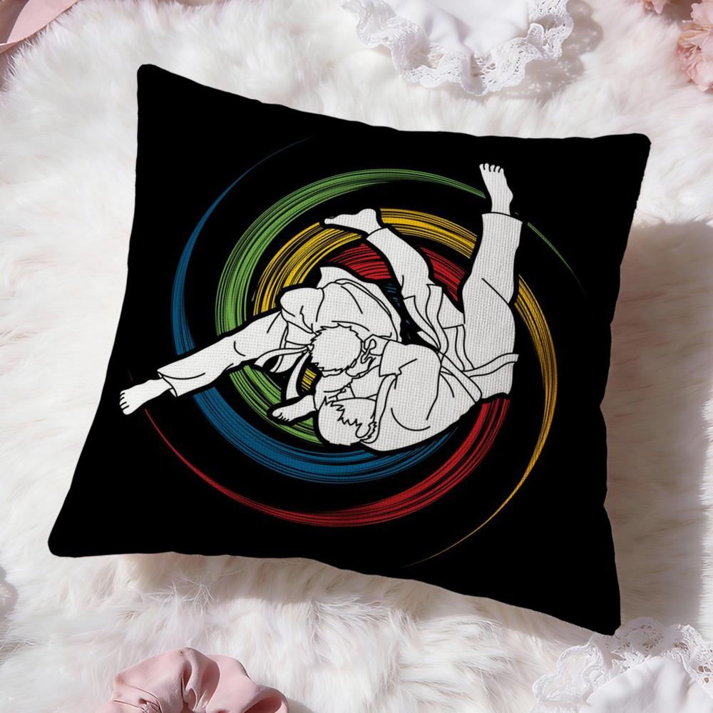 Sports Judo Martial Arts Cushion Cover Premium Comfort Reversible Pillow Cove -Two in One Design for Any Room & Car Interior