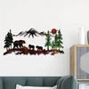 1pc Laser Cut Metal Bear Forest Wall Art, UV Print, Home Decor, Indoor Outdoor Iron Sculpture