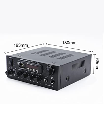 Compact Bluetooth Power Amplifier, 110V, 60W Stereo Amplifier, Black, with USB Input, Multi-EQ Remote Control, and Bluetooth 4.0 for Karaoke.