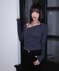 ROSEFRANTZ Unbalanced Shirring Long Sleeve [Charcoal]