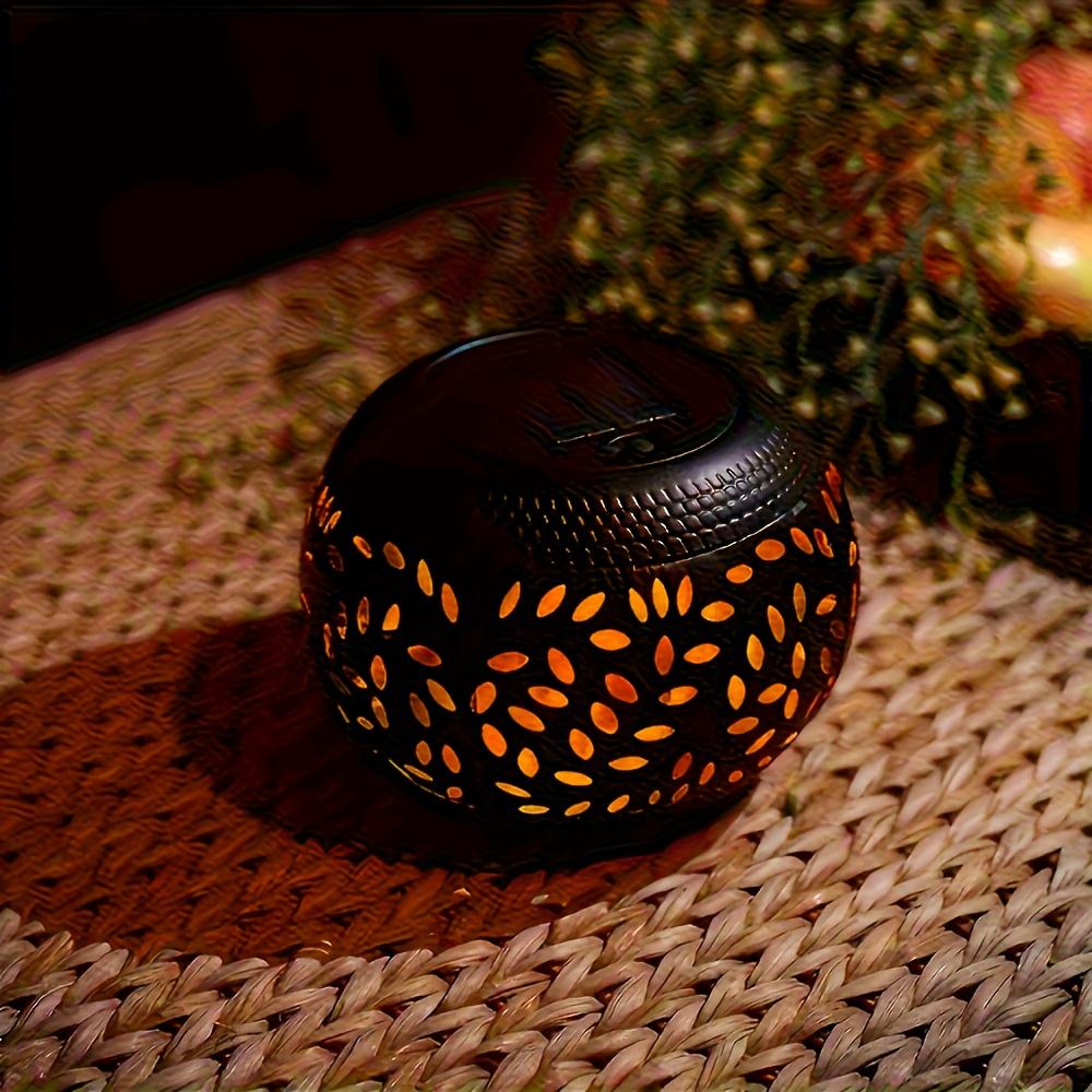 Black outdoor solar lamp, openwork design, stylish and simple, high-quality LED, tabletop decorative lamp