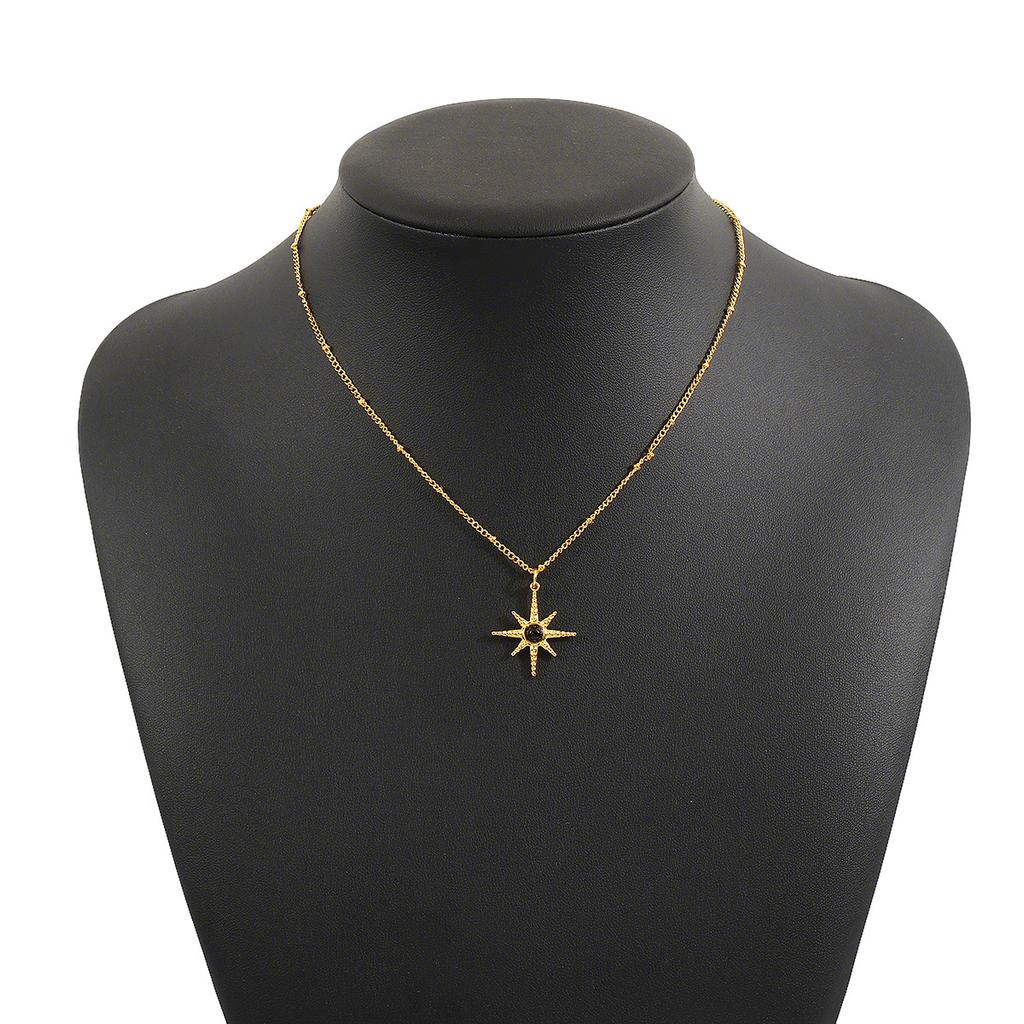 European and American Fashion Personalized Fringed Moon Star Necklace, Retro Temperament Diamond-set Design Clavicle Chain