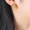 Niche French Geometric Rose Zirconia Hoop Earrings - Colorfast Titanium & Stainless Steel Jewelry for Women