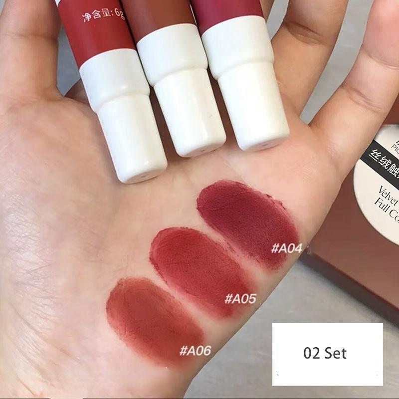 

3 цвета/набор, бархатная матовая жидкая помада, водостойкий блеск для губ, долговечный сексуальный женский оттенок для губ, грязевая косметика LM