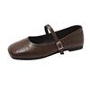 Retro square head shallow mouth single shoes new skirt evening breeze gentle flat Mary Jane small leather shoes French