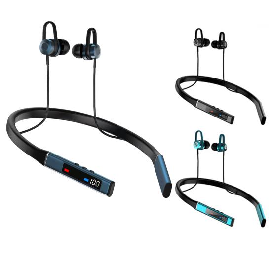Wireless Earbud High Fidelity Intelligent Noise Reduction LED Digital Display Bluetooth-compatible5.1 Neckband Stereo Sports Earbud for Doing Sports
