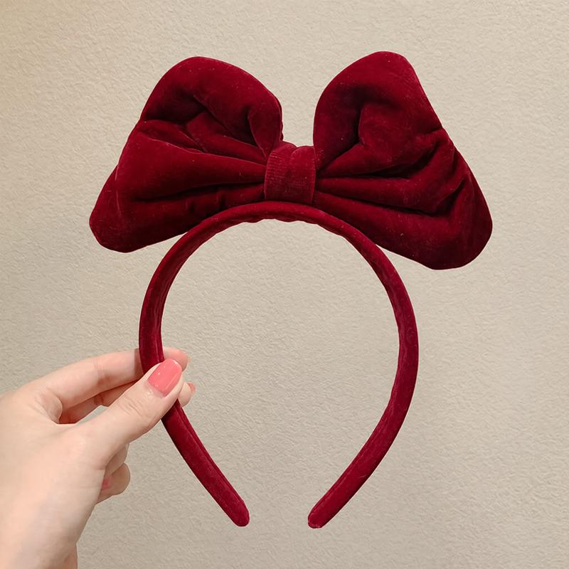 Velvet Big Bow Red Headband Ladies Elegant Temperament High Cranial Headband Girls Cute Headband
