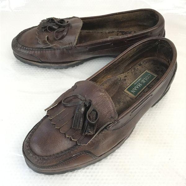 

Vintage 80s-90s COLE HAAN Leather Kilt Tassel Loafers Size 27.0-28.0cm Brown Dress Shoes(USED)