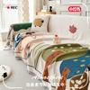 Chenille Sofa Cover 3-Seater Couch Cartoon Style All-Season Dustproof Slipcover Full Wrap Throw Blanket
