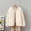 New Collarless Diamond Simple Versatile Round Neck Breasted White Duck Down Thin Lightweight Down Jacket Female Winter
