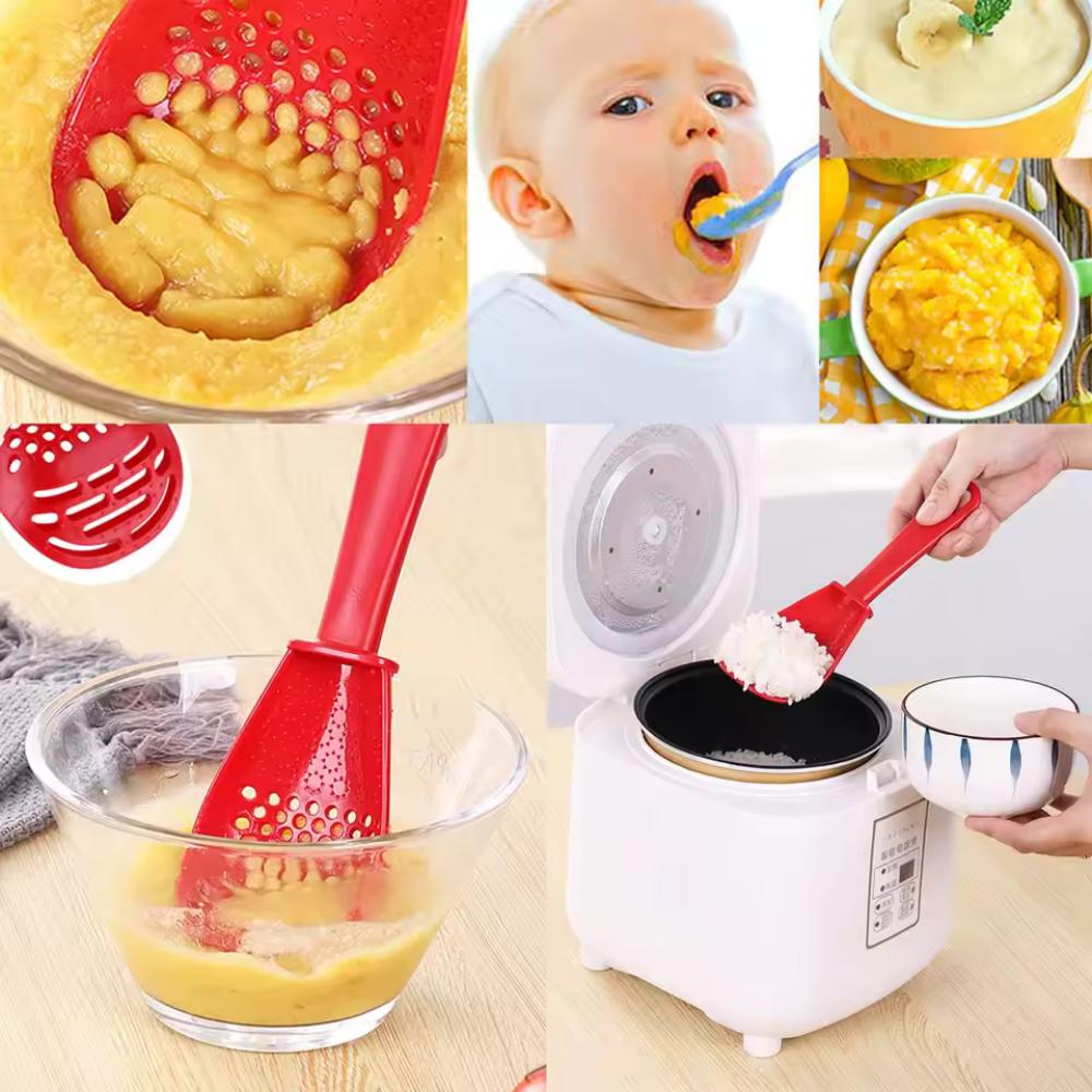 Kitchen Multifunctional Cooking Spoon Food Strainer Rice Scoop Potato Masher Baby Food Tool For Home Kitchen Daily Use