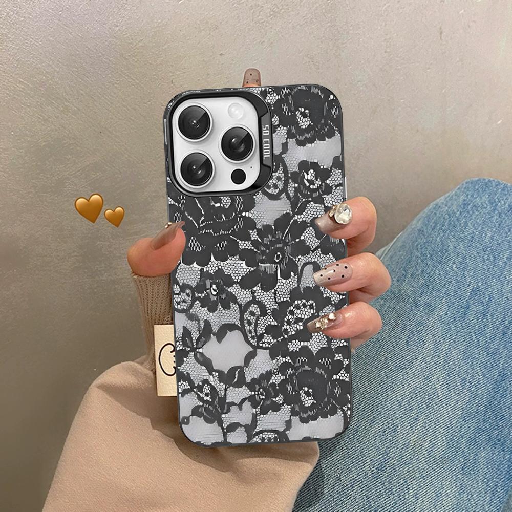 Lace Style Cool Girl Phone Case For IPhone 16 15 14 13 12 11 Pro Max X XR XSMAX 8 7 Plus Matte Shockproof Back Cover