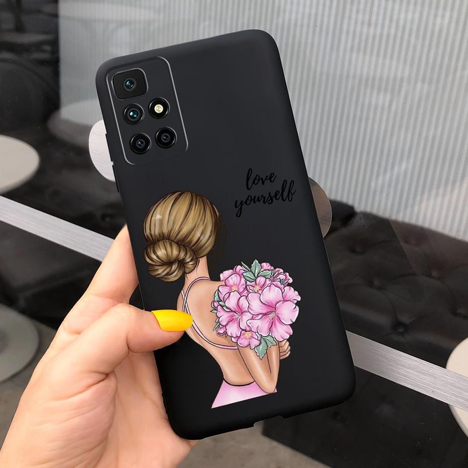 Case For Redmi 10 2022 Stylish Girl Flower Painted Cover For Xiaomi Redmi 10 Coque Fundas Redmi10 4G Soft Silicone Bumper