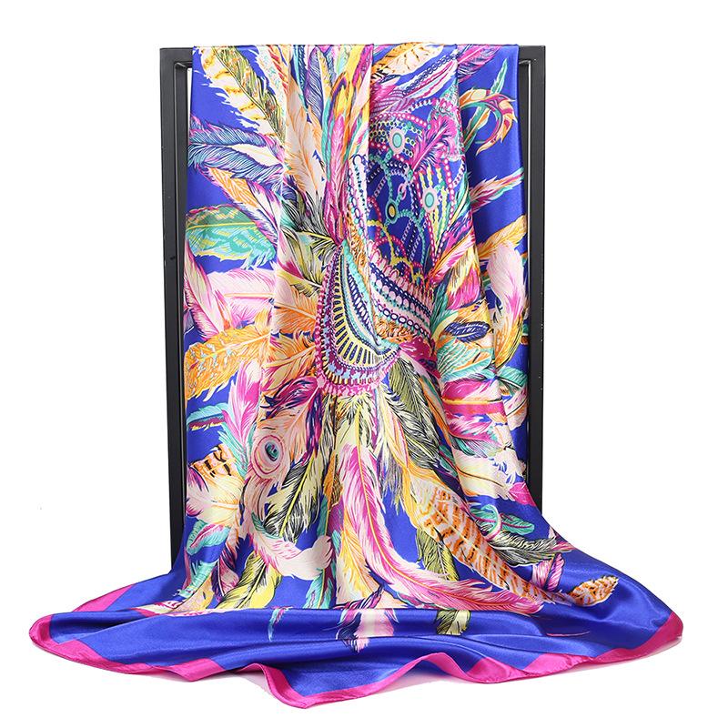 Bufandas de seda lujosas de alta calidad, pañuelos para la cabeza, bufanda para el cuello para mujer, bufanda de seda con cadena, chal decorativo para mujer