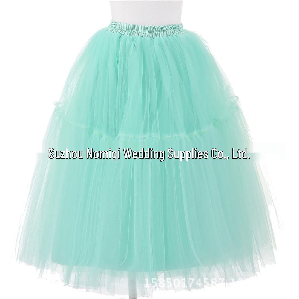 Women's 5-Layer Mesh Midi Fluffy Skirt - Summer Gauze Half Skirt