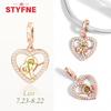 copper Twelve Constellations Heart Charm Bead Charms Bead Gemini Capricorn for Authentic Bracelets Diy Jewellery Gift for Women