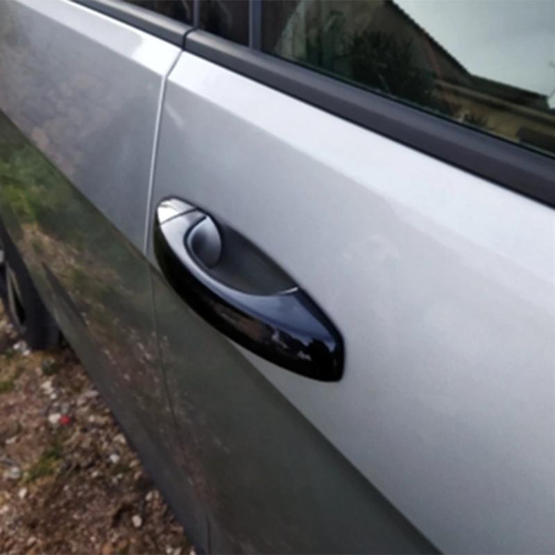 Plast Glans Svart Dörrhandtagsskydd Dekor passande för Skoda Fabia 3 iii MK3 nj nj3 Bil Styling Dekaler Tillbehör