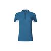 Color Block Stand Collar Golf Knit Short Sleeve T-Shirt Women Tops Loco-Blue A11W415106F-DG