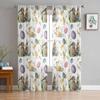 Easter Spring Colored Egg Bunny Sheer Tulle Window Curtains For Living Room Bedroom Kitchen Veiling Curtain Home Decoration