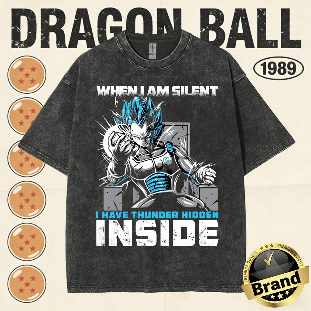 Dragon Ball Heavyweight TShirt Men Cotton Vintage Washed Print Retro Streetwear Family Matching Tops Summer Tees