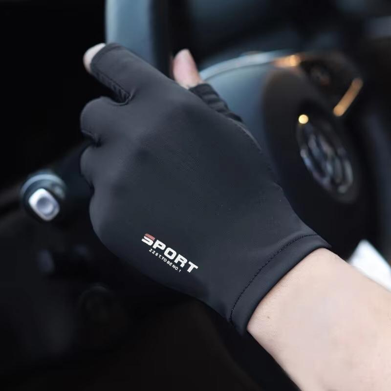 Ledově hedvábné cyklistické rukavice s polovičními prsty pro muže a ženy, pro outdoorové sporty, fitness, řízení, rybaření, vysoce elastické, pohodlné