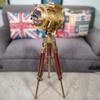 LED Floor Lamps Antique Finish Floor Lamp Spotlight Brown Tripod Home Decor Collectible