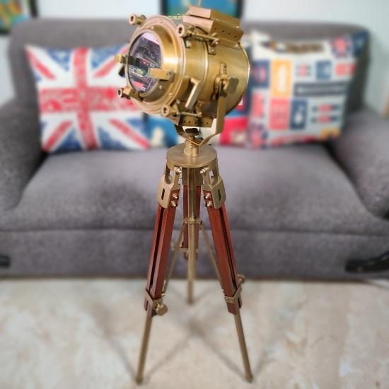 LED Floor Lamps Antique Finish Floor Lamp Spotlight Brown Tripod Home Decor Collectible
