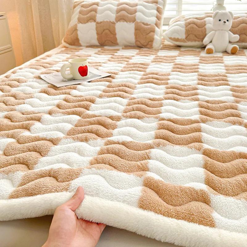 

Winter Warm Velvet Mattress Toppers Thick Bed Mattress Cover Bedspread Thin Tatami Floor Mat Single Double Bedsheet Soft Bed Pad 90x200cm 1pcs