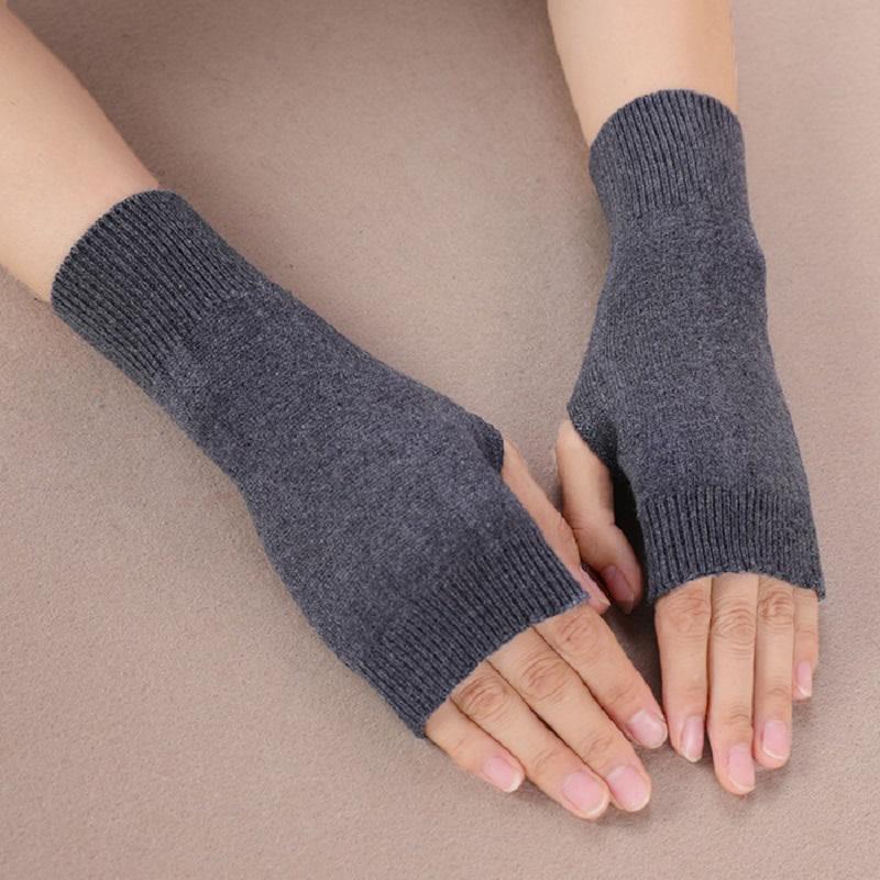 Wollhandschuh für Damen Winter Gestrickt Fingerlos Warm Weich Uni Dehnbar Halbfingerhandschuh Dame Elastisch Kurz Kaschmir Cosplay Handschuhe